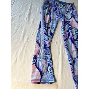 Lilly Pulitzer Luxletic Tamara Weekender Cropped Leggings Blue Pink Size SM